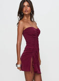 Me Again Strapless Mini Dress Burgundy