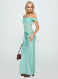 Only Exception Off The Shoulder Maxi Dress Aqua