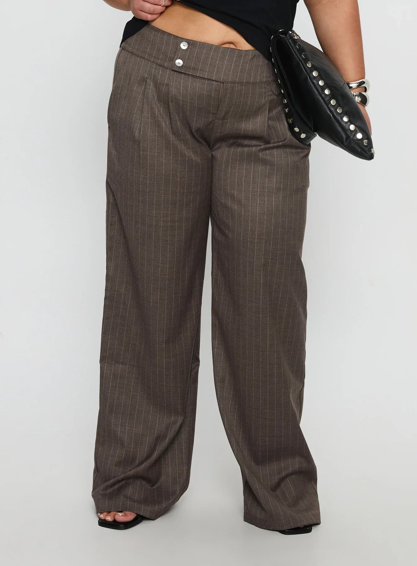 Briellea Thick Waistband Pant Pinstripe Curve