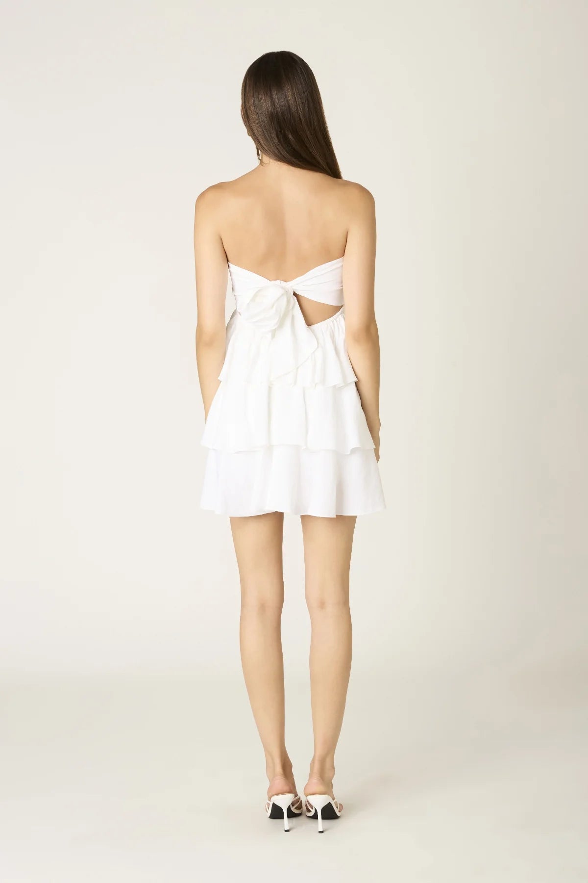 Charlotte White Strapless Ruffle Mini Dress