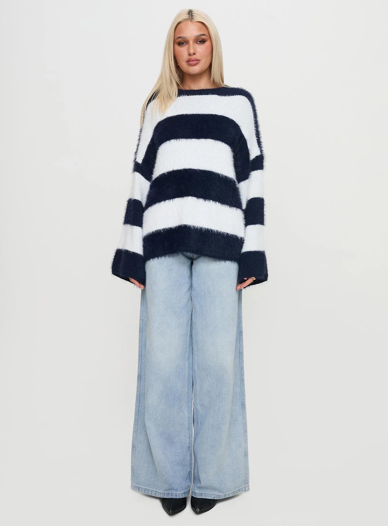Nerina Knit Sweater Blue White Stripe