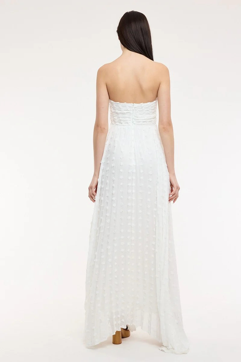 Willow White Clip Dot Strapless Maxi Dress