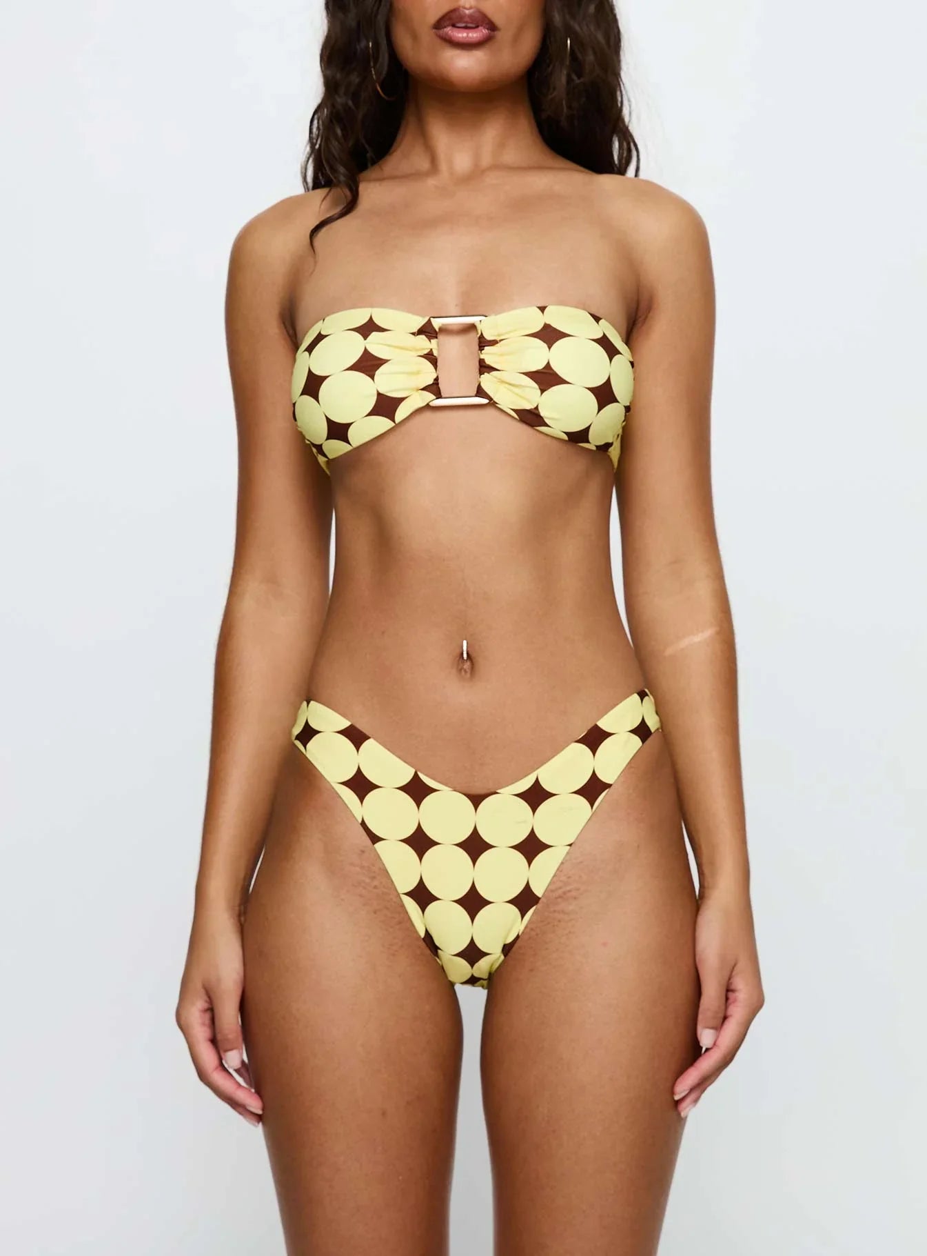 Calbira Cheeky Bikini Bottoms Yellow Geo