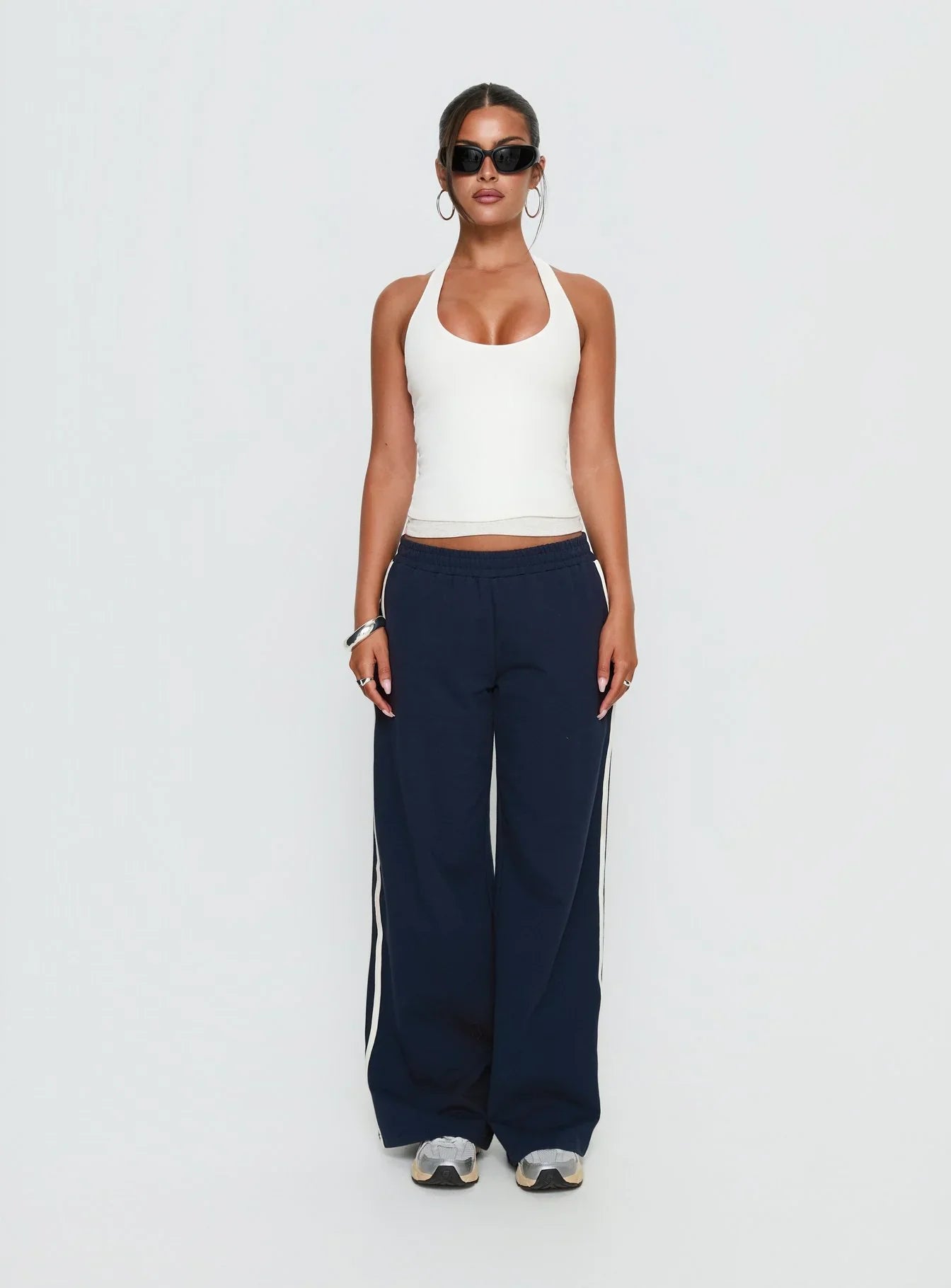 Debee Layered Halter Top White Grey