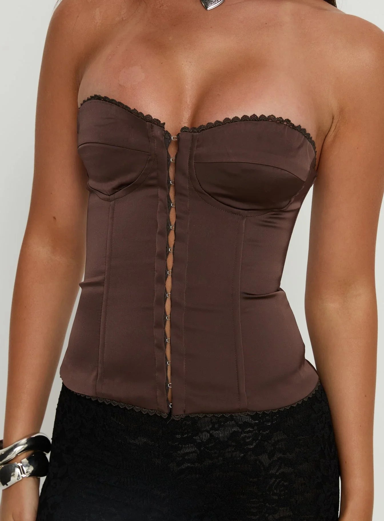 Jazzy Strapless Corset Top Chocolate