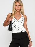 Alter Of Love Halter Top White / Polka Dot