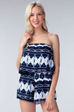 Seaside Navy Tie Dye Strapless Romper