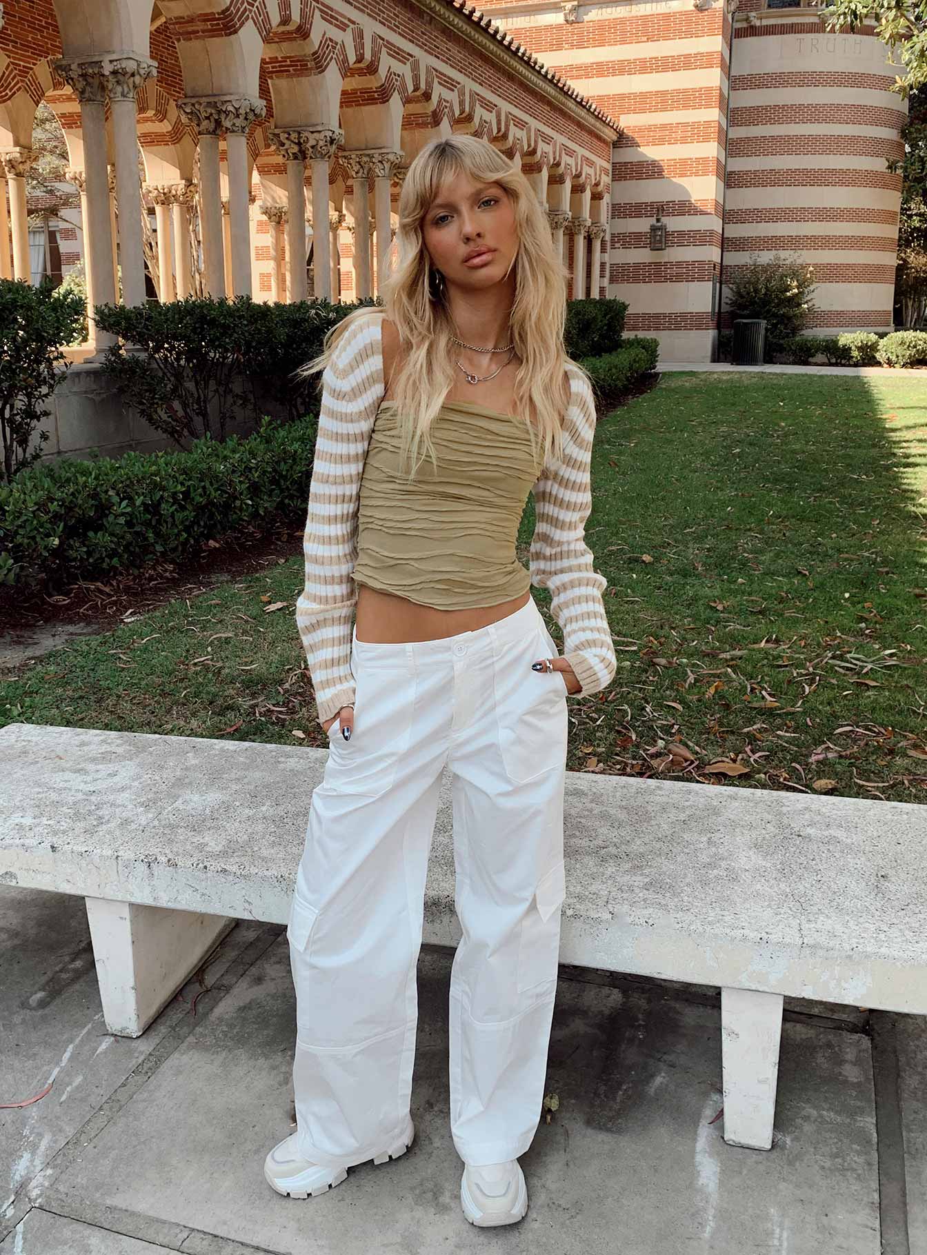 Aytan Bolero Sweater Beige White