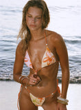 Jenner Triangle Bikini Top Orange Yellow Floral