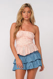 Amelia Dusty Pink Floral Strapless Top