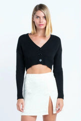 Melanie Black Button Up Cropped Cardigan