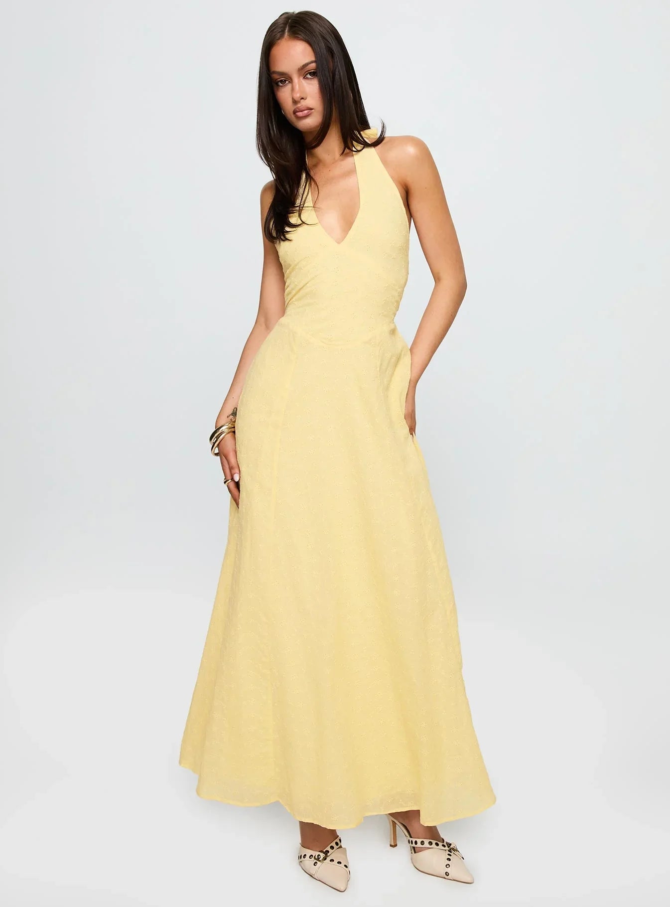 Summer State Halter Maxi Dress Yellow