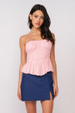 Amelia Light Pink Floral Strapless Top