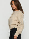 Trevonn Button Up Knit Cardigan Beige