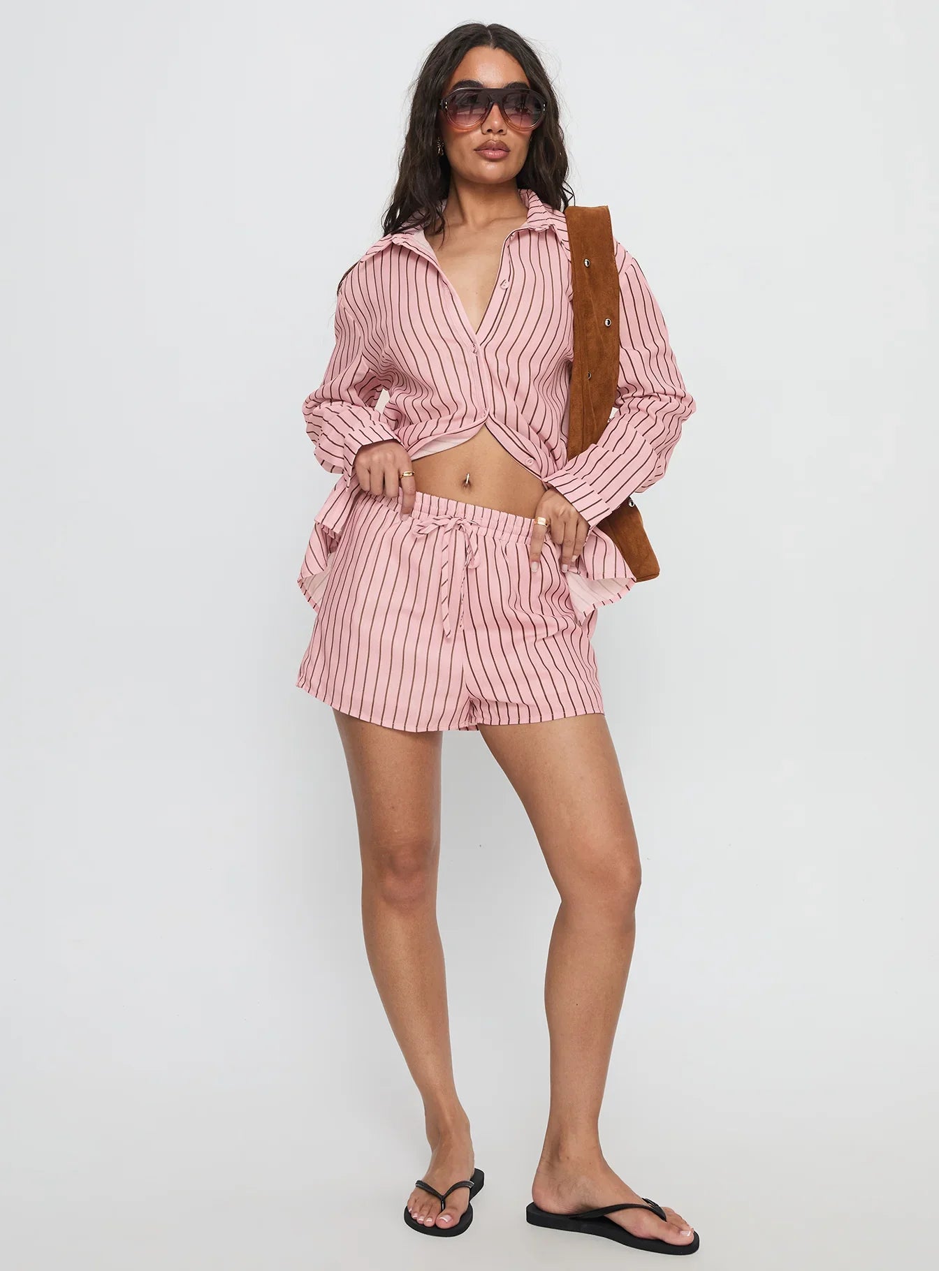 Chloe Set Pink Brown Stripe