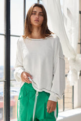 Libby Grey Open Back Long Sleeve Top