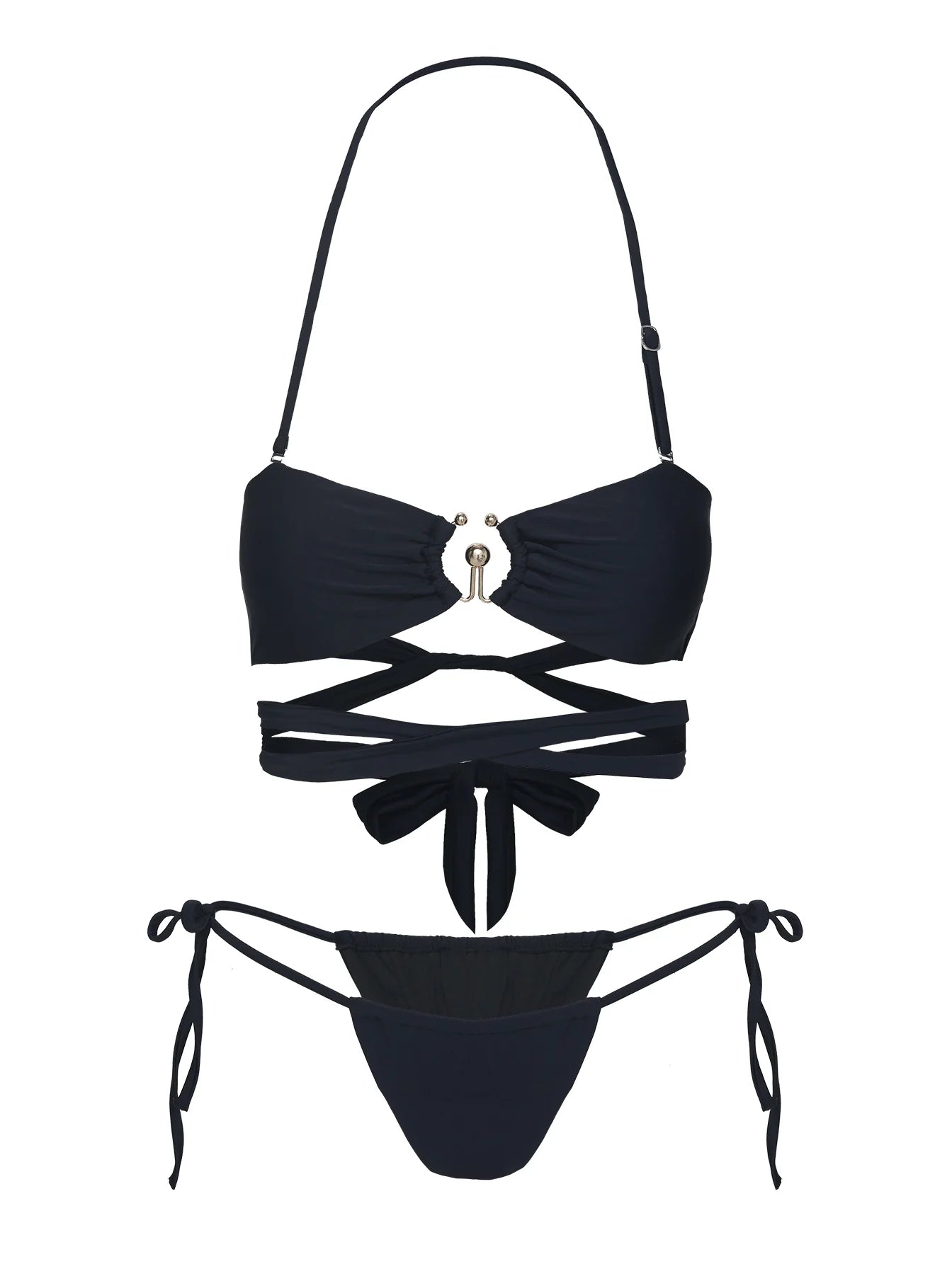 Thames Ruched Tie Side Bikini Bottoms Black