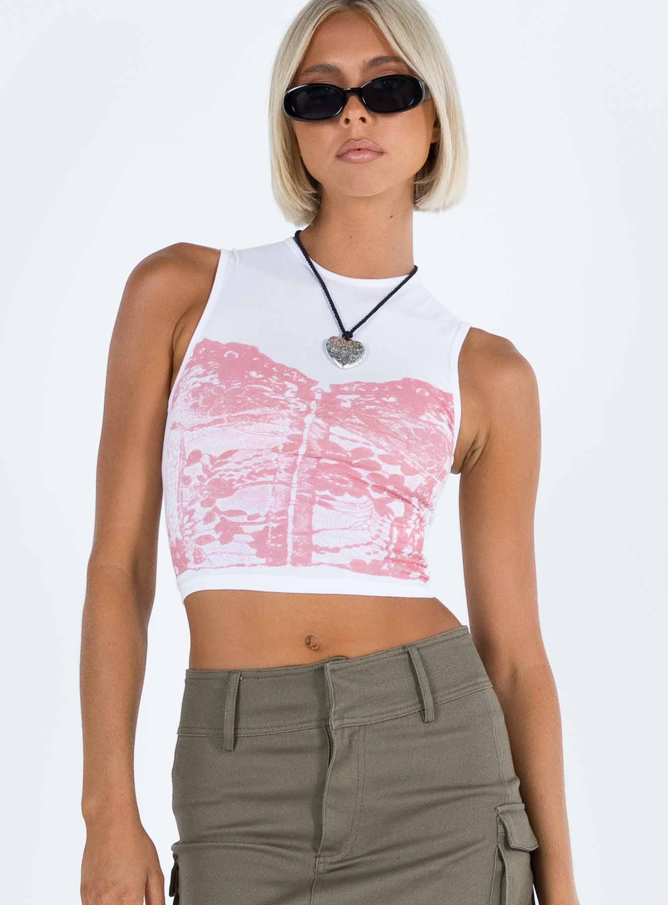Monlo Top White Pink