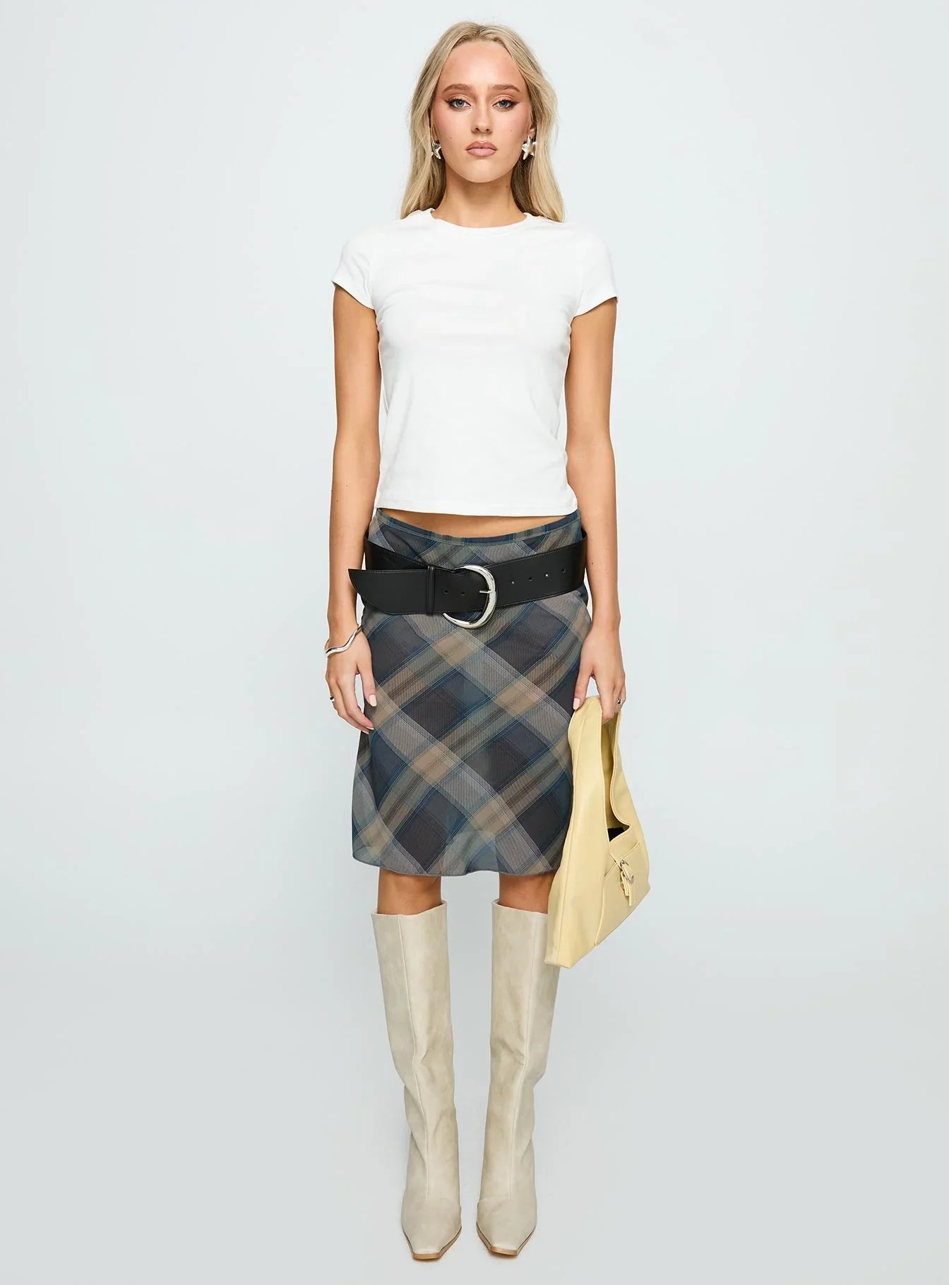 Shoreline Midi Skirt Blue Check