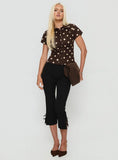 Lift Off Button Up Top Choc Lemon Polka