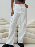 Millard High Rise Baggy Cargo Jeans White