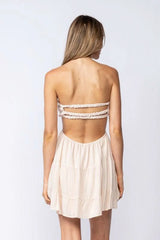 Rachel Beige Strapless Mini Dress