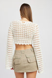Liv White Ruched Crochet Crop Top