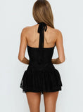 Predictable Halter Lace Playsuit Black