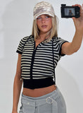 Kahlee Zip Through Hoodie Grey Black Stripe