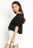 Kaylee Black Eyelet Off the Shoulder Crop Top