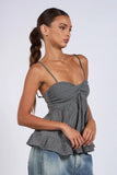 Gracie Black Gingham Babydoll Twist Top