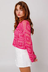 Judy Pink and Fuchsia Crochet Sweater