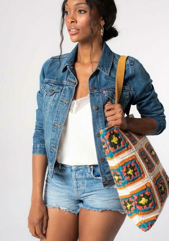 Meni Natural Patchwork Crochet Tote