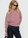 Deora Cinched Long Sleeve Top Red Stripe