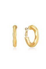 Ettika Soft Golden Textured 18K Gold Plated Hoop Earrings