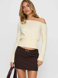 Yellena Buckle Mini Skirt Brown Pinstripe