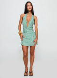 Telenova Halter Mini Dress Green