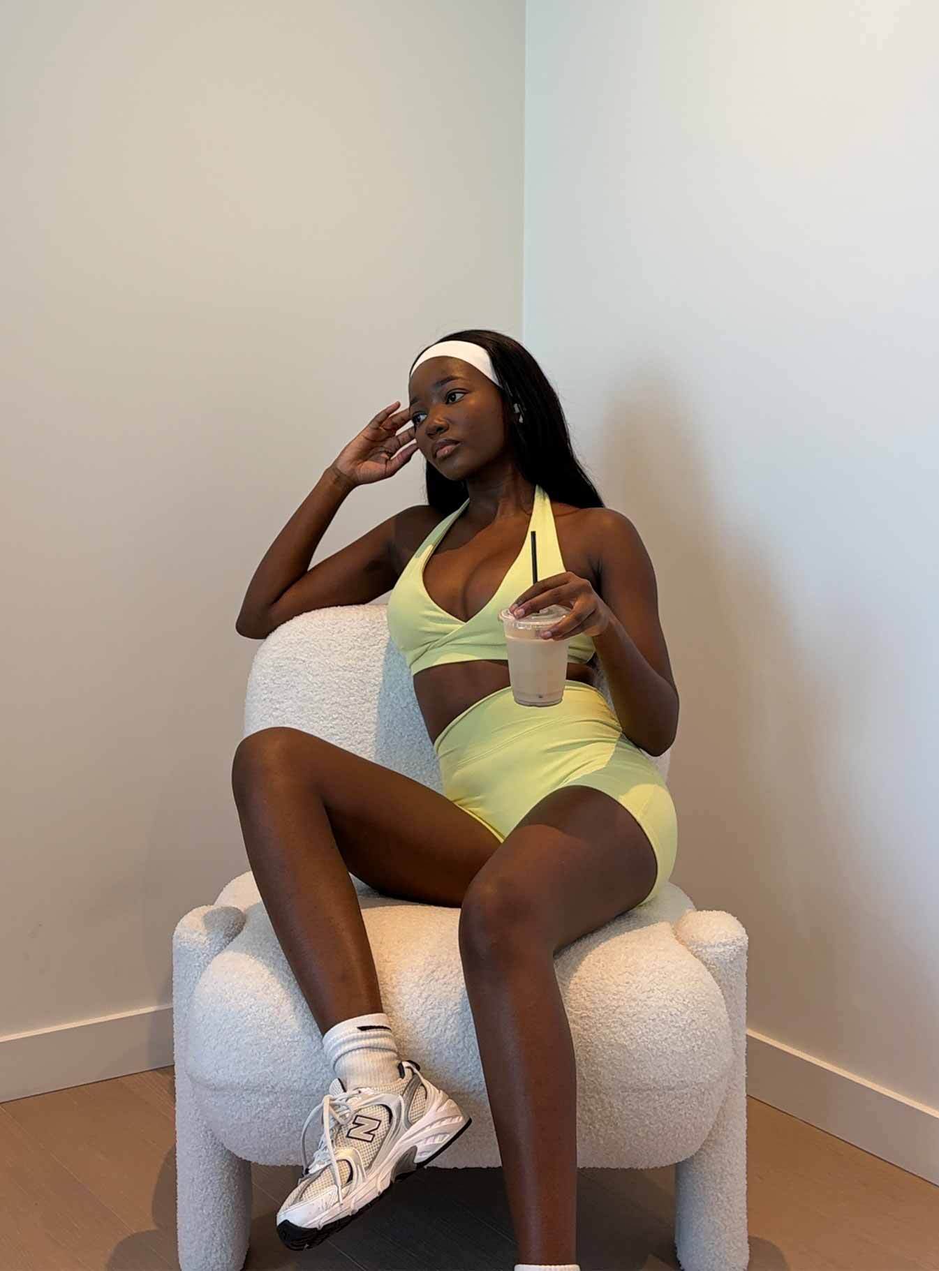 Lock In Active Halter Crop Top Lemongrass