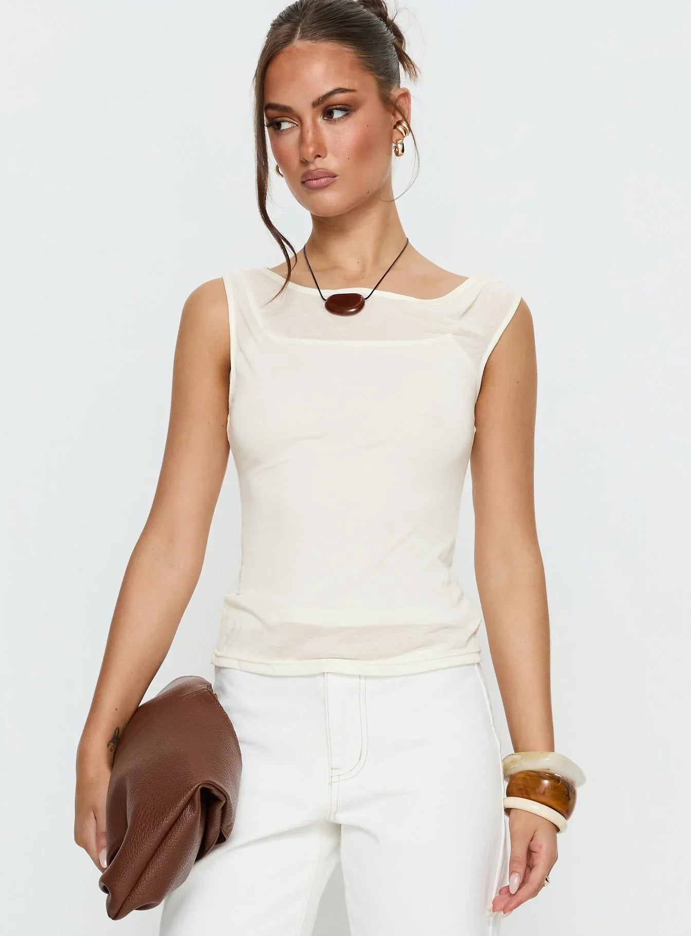 Skaia Layered Sheer Top Cream