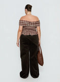 Kenza Wide Leg Corduroy Pant Brown Curve