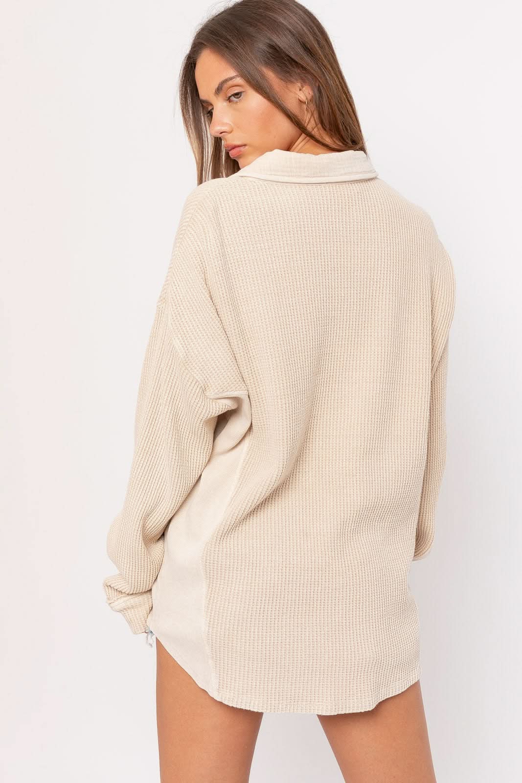 Brooke Taupe Waffle Knit Shacket