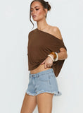 Posse Distressed Micro Denim Shorts Light Blue Wash