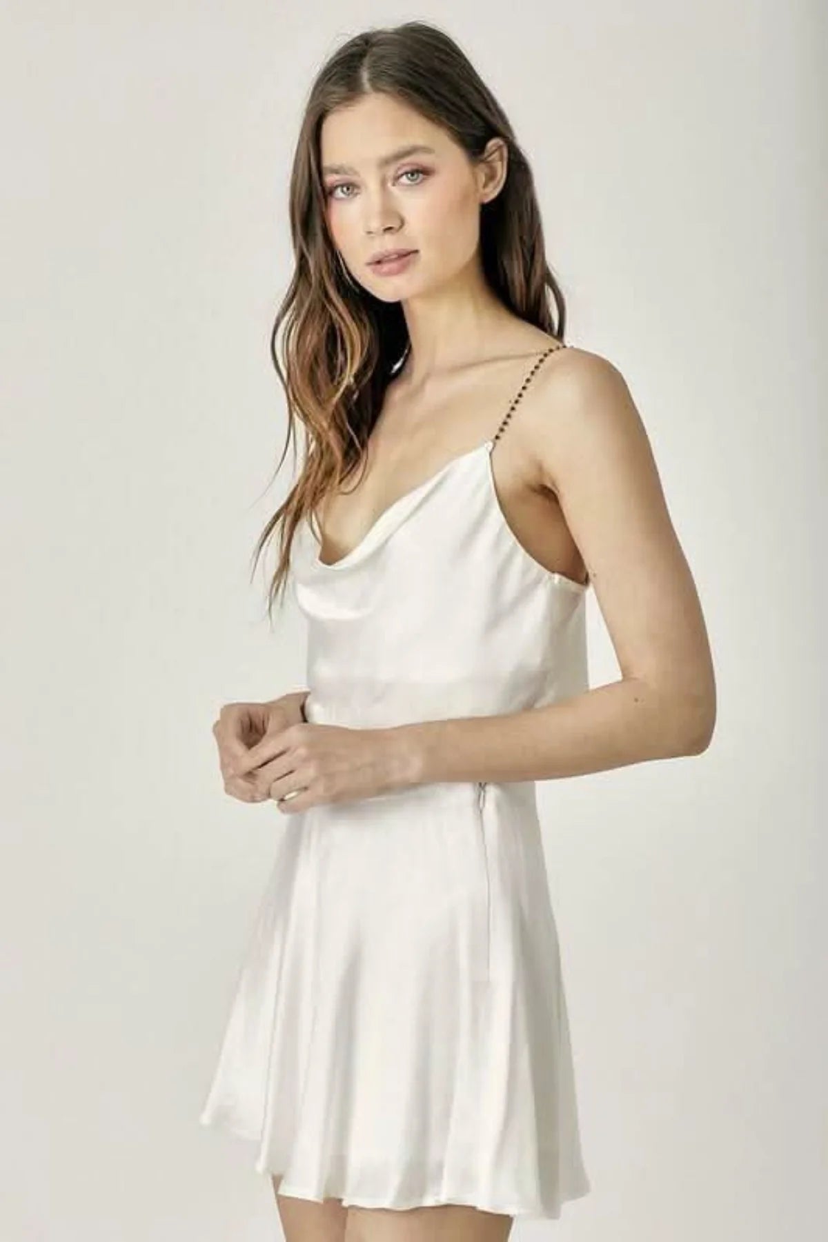 Selma White Satin Two Piece Mini Dress