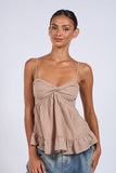 Gracie Brown Gingham Babydoll Twist Top