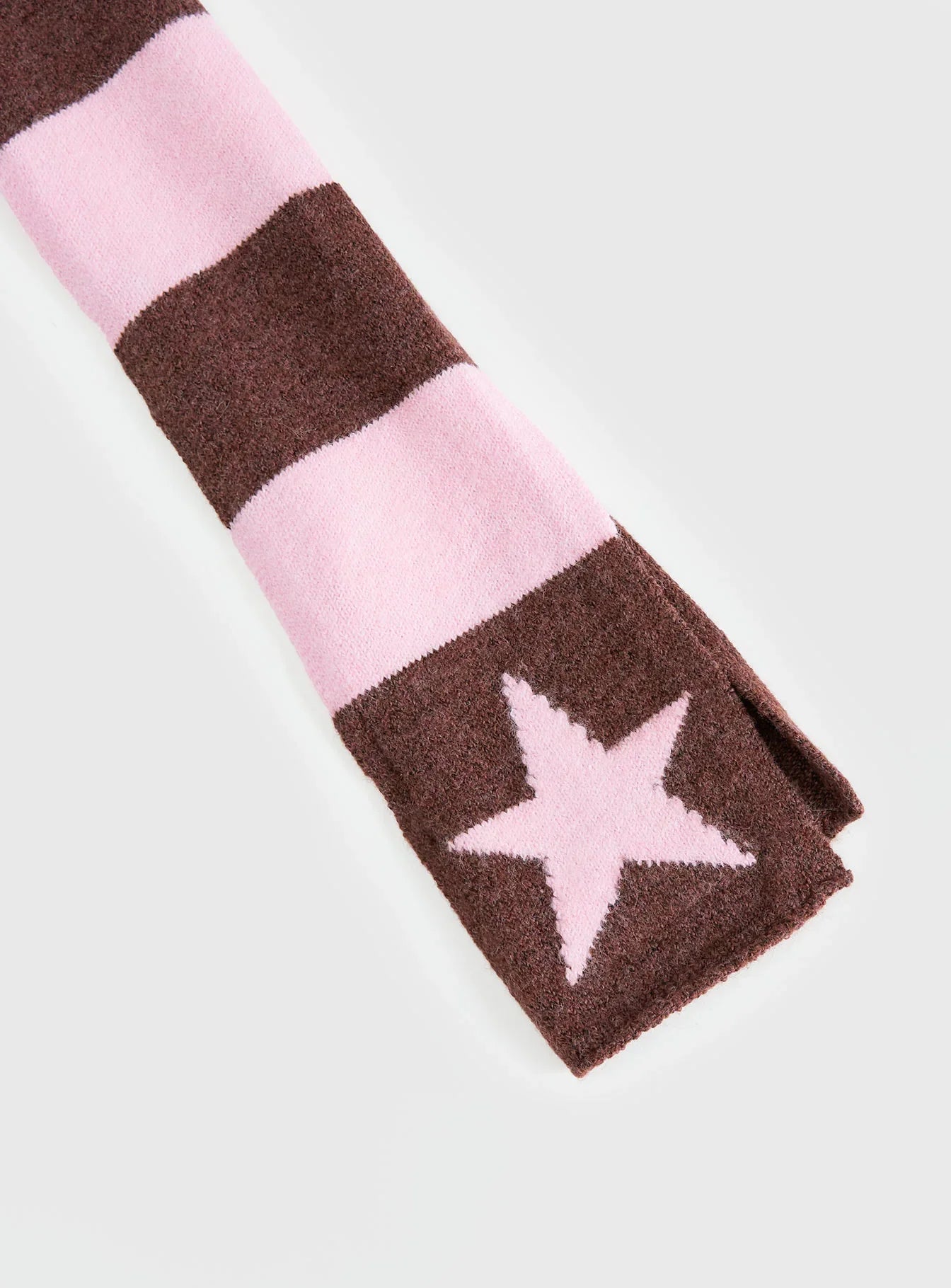Abelia Star Graphic Scarf Brown Pink Stripe