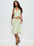 Aspyn Embroidered Midi Skirt Sage Green