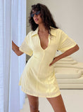 Wylla V Neck Linen Mini Dress Yellow