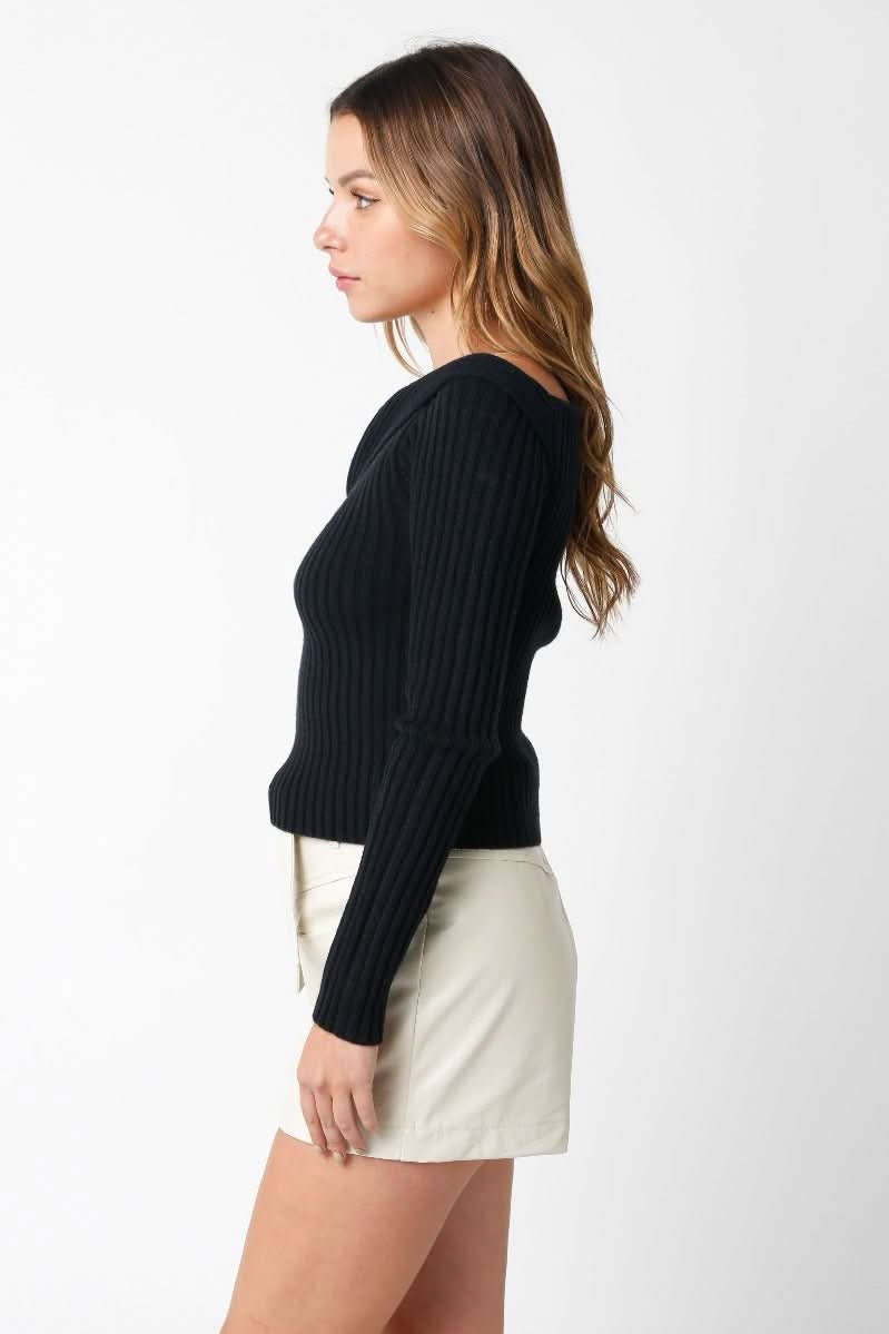Margaret Black Off The Shoulder Sweater Top