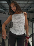 Marleene Shirred Top White Polka
