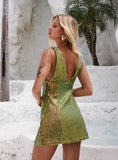 Porscha Shimmer Mini Dress Green